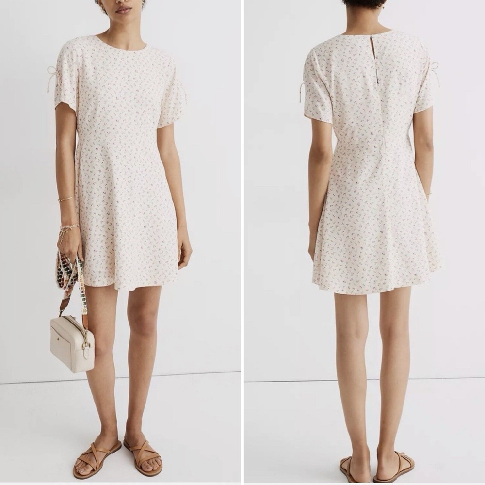 Madewell Tie-Sleeve‎ Retro Dress in Dutch Dandelions Women's Size 8 A Line